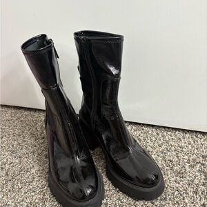 Black Patent Leather Women's Boots